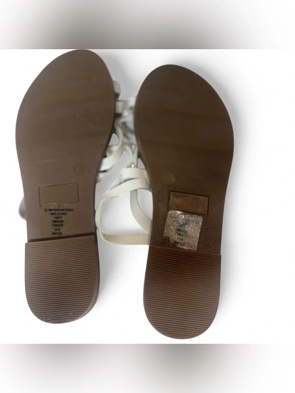 Mossimo Supply Co. White Strappy Leather Slide Sandals. New.